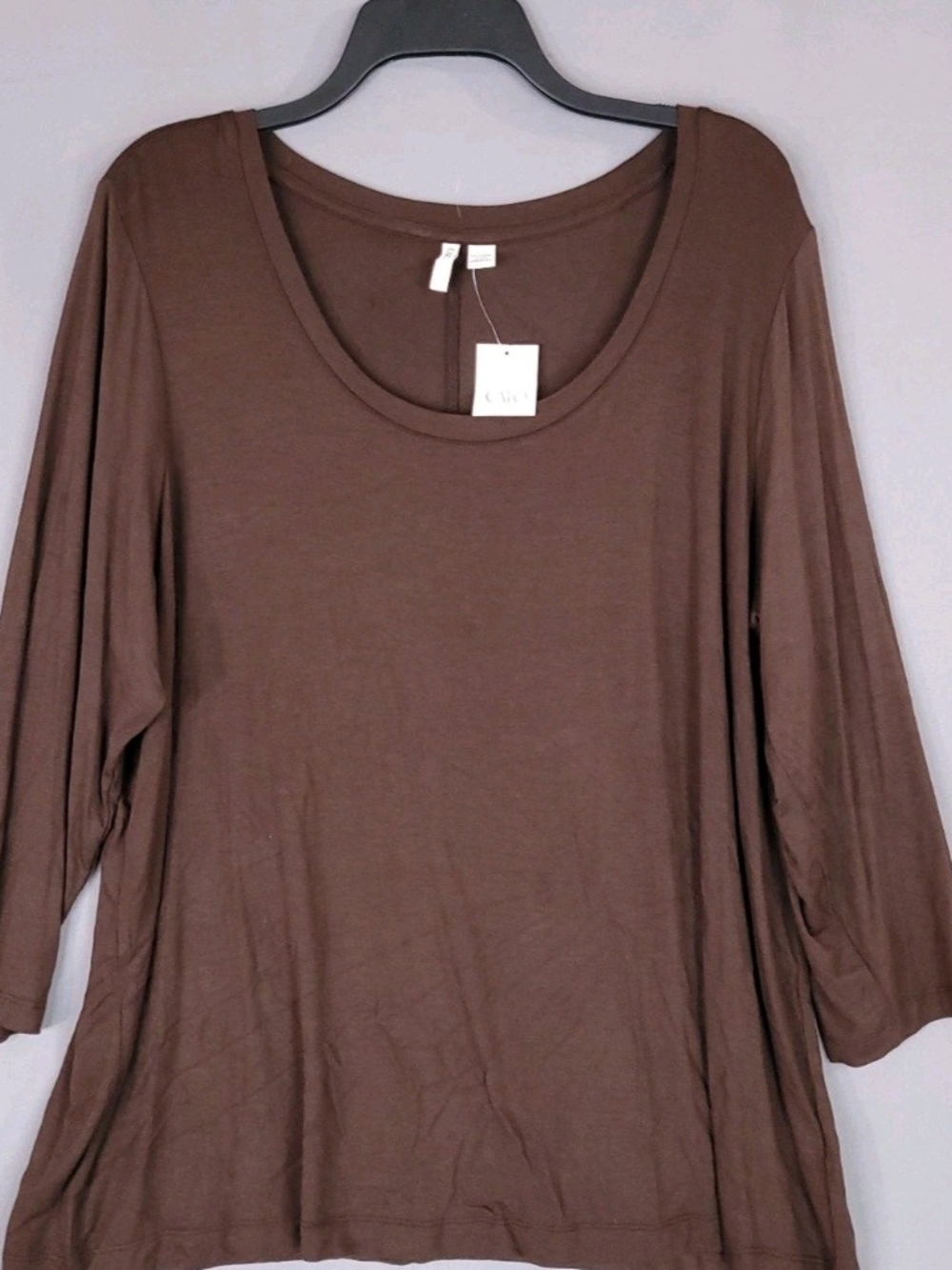 Cato Women's Brown 18/20W Rayon Spandex 3/4 Sleeve Top